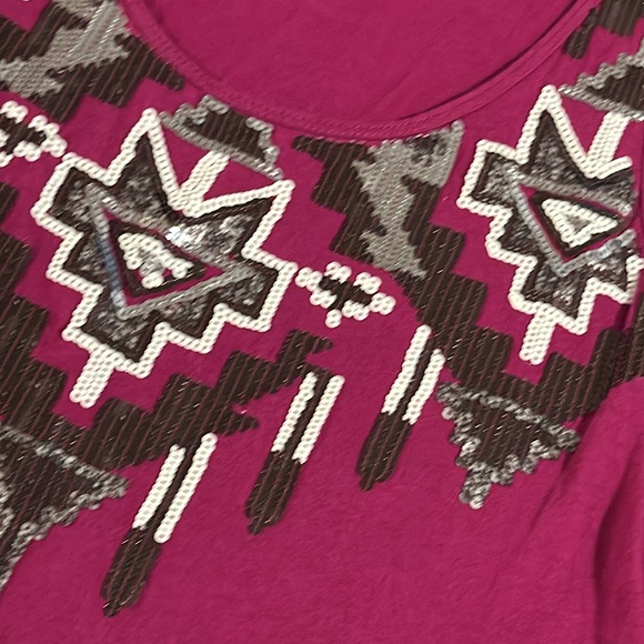 Express M Medium tank top - sleeveless - sequin Aztec style design - geometric - Picture 6 of 9